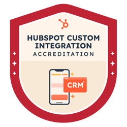 HubSpot Custom Integration accreditation badge, upstream HubSpot Platinum Partner Australia